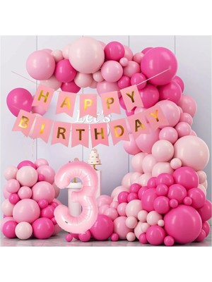 Tinky Winky Pembe Doğum Günü Konsepti Parti Eğlence Doğum Günü Kutlama Balon Zincir Kiti