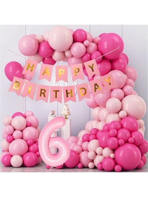 Tinky Winky Pembe Doğum Günü Konsepti Parti Eğlence Doğum Günü Kutlama Balon Zincir Kiti