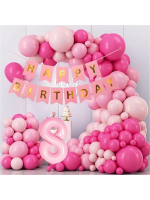 Tinky Winky Pembe Doğum Günü Konsepti Parti Eğlence Doğum Günü Kutlama Balon Zincir Kiti