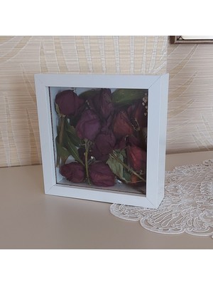 Verda Çerçeve 20X20X5 cm Beyaz Anı Çerçevesi! Yeni Moda Çiçek Anı Çerçevesi!