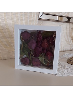 Verda Çerçeve 20X20X5 cm Beyaz Anı Çerçevesi! Yeni Moda Çiçek Anı Çerçevesi!