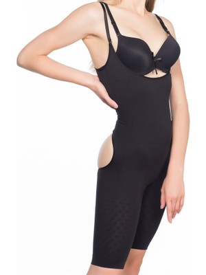 Emos Avm Siyah Emay 2038 Popo ve Göğsü Açık Paçalı Boy Korse