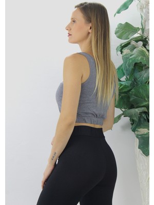 Nedo7 Beli Lastikli Crop Gri - LKS2907.022