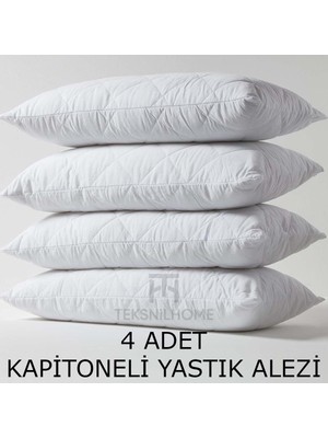 Teksnil Home | 4 Adet Kapitoneli Yastık Alezi Koruyucu | Koruyucu Yastık Kılıfı | 50 x 70 |