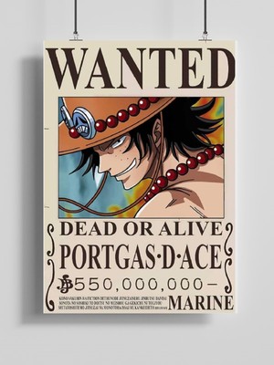 Poster City One Piece Portgas D. Ace Bounty Wanted Posteri - Çerçevesiz Parlak Fotoğraf Kağıdı