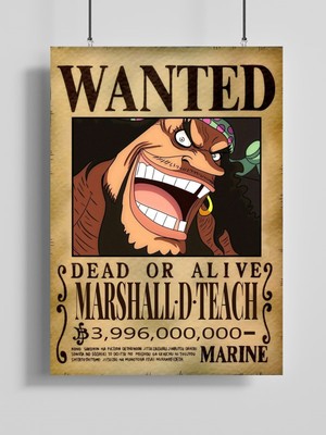 Poster City One Piece Marshall D. Teach Wanted Posteri - Çerçevesiz Parlak Fotoğraf Kağıdı