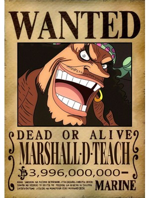 Poster City One Piece Marshall D. Teach Wanted Posteri - Çerçevesiz Parlak Fotoğraf Kağıdı