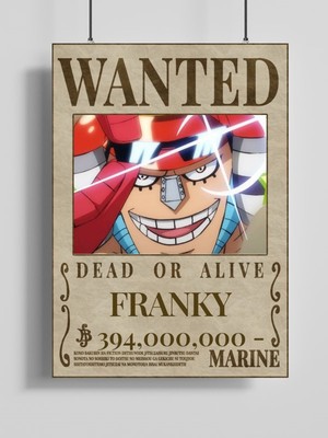 Poster City One Piece Franky Wanted Posteri - Çerçevesiz Parlak Fotoğraf Kağıdı