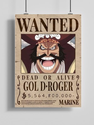 Poster City One Piece Gol D Rogerr Wanted Posteri - Çerçevesiz Parlak Fotoğraf Kağıdı