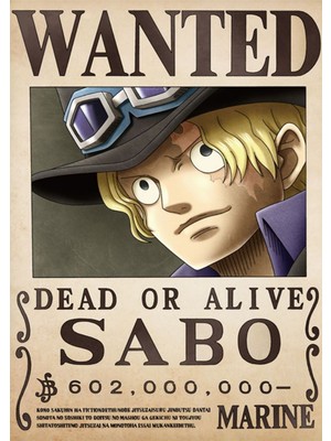 Poster City One Piece Sabo Wanted Posteri - Çerçevesiz Parlak Fotoğraf Kağıdı