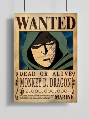 Poster City One Piece Monkey D. Dragon Wanted Posteri - Çerçevesiz Parlak Fotoğraf Kağıdı