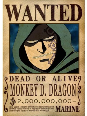 Poster City One Piece Monkey D. Dragon Wanted Posteri - Çerçevesiz Parlak Fotoğraf Kağıdı