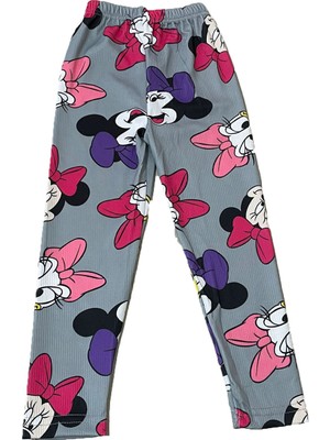 Sml Tekstil Minnie Baskılı Gri Kız Çocuk Yazlık Tayt
