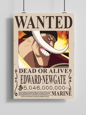 Poster City One Piece Edward Newgate Wanted Posteri - Çerçevesiz Parlak Fotoğraf Kağıdı