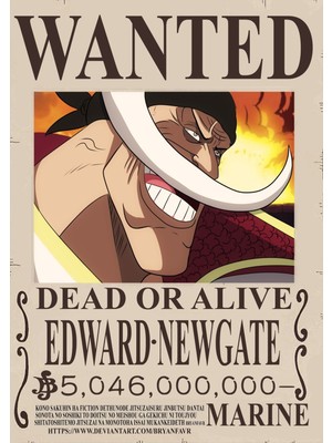 Poster City One Piece Edward Newgate Wanted Posteri - Çerçevesiz Parlak Fotoğraf Kağıdı