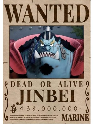 Poster City One Piece Jinbei Bounty Wanted Posteri - Çerçevesiz Parlak Fotoğraf Kağıdı