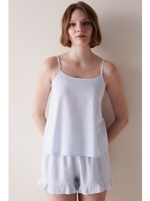 Penti Chole Gingham Mavi Şortlu Pijama Takımı