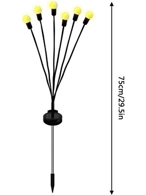 Güneş Enerjili Bahçe Aydınlatma 6 LED Solar Bahçe Aydınlatma Ateşböceği Su Geçirmez Esnek Gövde