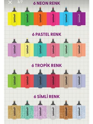 Penmark  Masaüstü Stantlı 24 Adet Fosforlu Kalem-Penmark-6sim-6pastel-6neon-6tropik