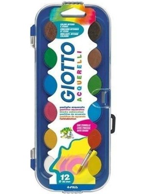 Giotto Acquerelli 12'li Mini Sulu Boya 23 mm Renkli Çocuk Oyunları İçin Eğlenceli Set