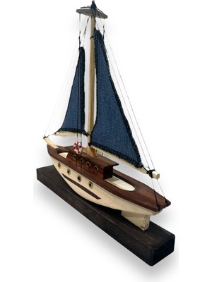 Ceren Wooden El Yapımı Yelkenli  Kayık Dekoratif Obje