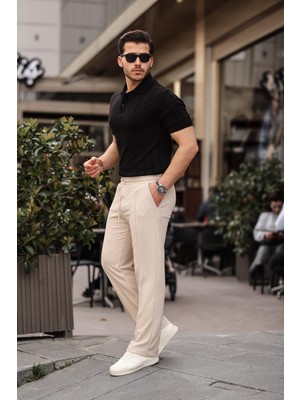 Valiberta Rahat Kalıp Beli Lastikli Baggy  Pantolon - Bej