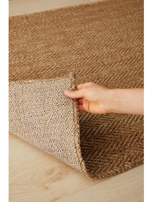 Ocean Home Textile Yıkanabilir Jüt Görünümlü Naturel Renk Balıksırtı Halı Kilim 80 x 150 cm