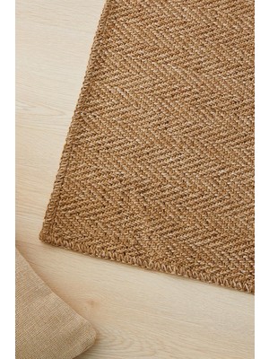 Ocean Home Textile Yıkanabilir Jüt Görünümlü Naturel Renk Balıksırtı Halı Kilim 80 x 150 cm