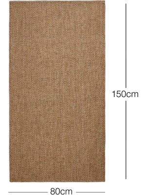 Ocean Home Textile Yıkanabilir Jüt Görünümlü Naturel Renk Balıksırtı Halı Kilim 80 x 150 cm