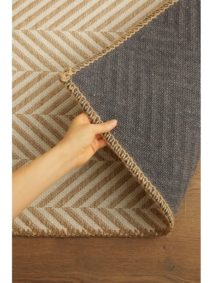 Ocean Home Textile Ekru Renk Balıksırtı Jüt Halı Kilim 80 x 150 cm