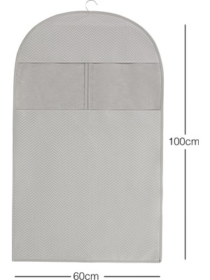 Ocean Home Textile Gri Balıksırtı Elbise Kılıfı Takım Elbise Kılıfı Kıyafet Taşıma Kılıfı Gamboç 60x100 cm