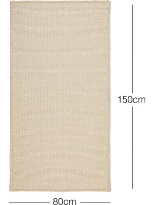 Ocean Home Textile Yıkanabilir Jüt Görünümlü Krem Renk Hasır Desenli Halı Kilim 80x150 cm