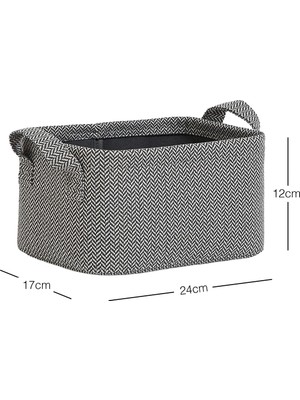 Ocean Home Textile Antrasit Dokulu Dolap İçi Çamaşır Oyuncak Düzenleyici Katlanır Saklama Sepeti Organizer 24x17x12 cm