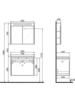 Kale Idea 2.0 80 cm Parlak Beyaz Tek Çekmeceli Banyo Dolabı Takımı 610100200490