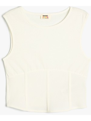 Koton Basic Tişört Kolsuz Yuvarlak Yaka Ribana Detaylı