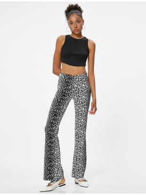Koton Leopar Desenli Tayt Pantolon Ispanyol Paça Slim Fit