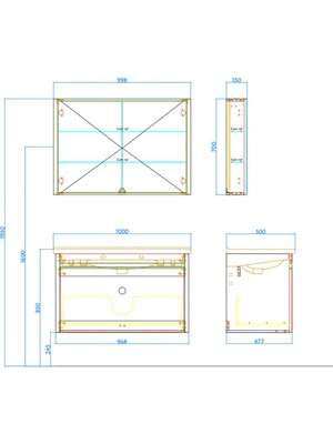 Kale Vista 100 cm Koyu Meşe Banyo Dolabı Takımı 610100201224