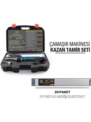 Bemoold Çamaşır Makinesi Kazan Tamir Seti- BM40 Plastik Kaynak Makinesi+20 Paket Pp Beyaz Geniş Plastik Kaynak Elektrodu