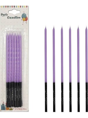 Kidspartim Kalem Model Makaron Lila Mum 15 cm 6 Lı