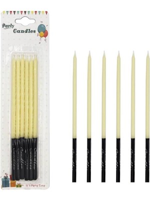 Kidspartim Kalem Model Makaron Sarı Mum 15 cm 6 Lı