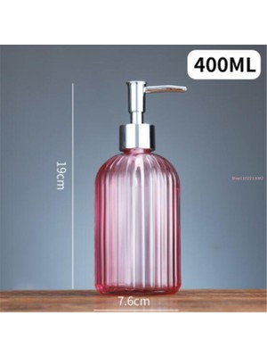 Yaci Shop Pembe Tarzı 400 ml Yüksek Li Büyük 400 ml Manuel Sabunluk Şeffaf Cam El Dezenfektanı Şişe Kapları Basın Boş Şişeler Banyo (Yurt Dışından)