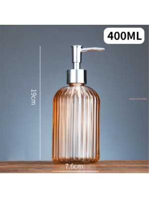 Yaci Shop Pembe Tarzı 400 ml Yüksek Li Büyük 400 ml Manuel Sabunluk Şeffaf Cam El Dezenfektanı Şişe Kapları Basın Boş Şişeler Banyo (Yurt Dışından)