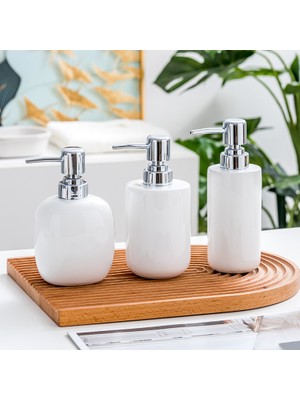 Yaci Shop C Tarzı Banyo Ceramower Jel Şampuan Şişesi ml Beyaz Seramik Emülsiyon Dağıtım Şişesi El Sabunu Dispenserleri Mutfak Için (Yurt Dışından)