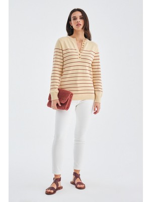 Peraluna HİRA BAG %100 Pamuklu El Yapımı Kadın Triko El Çantası - Soluk Kiremit