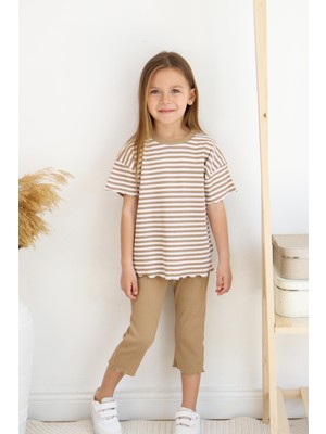 MiaBaby Çizgili Kapri Kız Takım