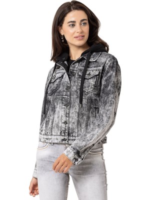 Cipo & Baxx WJ224 Yıkama Efektli Casual Kadın Kot Ceket