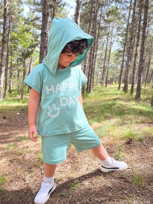 MiaBaby Kapüşonlu Yazlık Baskılı Takım