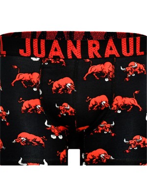 Juan Raul Munivy Juan Raul Boğa Desenli Siyah Rahat Erkek Boxer