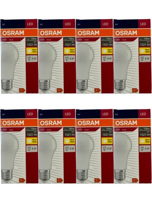 Osram 13W (100W) 2700K (Sarı Işık) E27 Duylu LED Ampul (8 Adet)