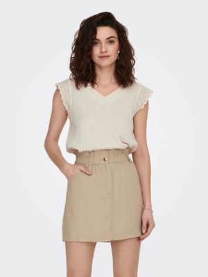 Only Kadın Bluz Krem 15292918 Onlthyra Sl Mıx Top Noos Wvn